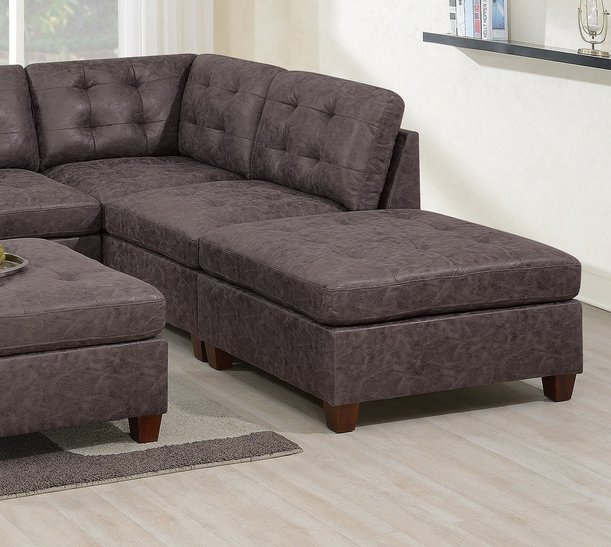 Living Room Furniture Tufted Armless Chair Dark Brown 1Pc Cushion Armless Chair Sofa Wooden Legs Dark Brown Primary Living Space Contemporary,Modern Faux Leather