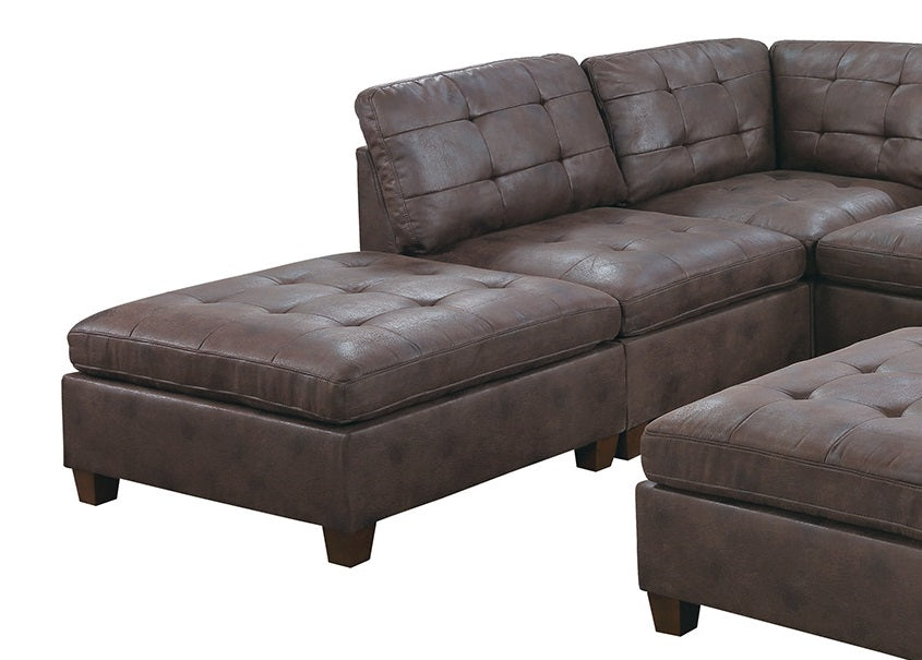Living Room Furniture Tufted Armless Chair Dark Brown 1Pc Cushion Armless Chair Sofa Wooden Legs Dark Brown Primary Living Space Contemporary,Modern Faux Leather