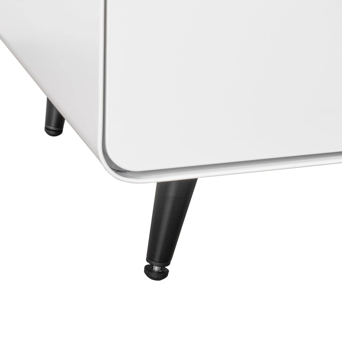 Modern Night Stand Storage Cabinet For Living Room Bedroom, Steel Cabinet With 3 Drawers,Bedside Furniture, Circular Handle White 3 Drawers Steel