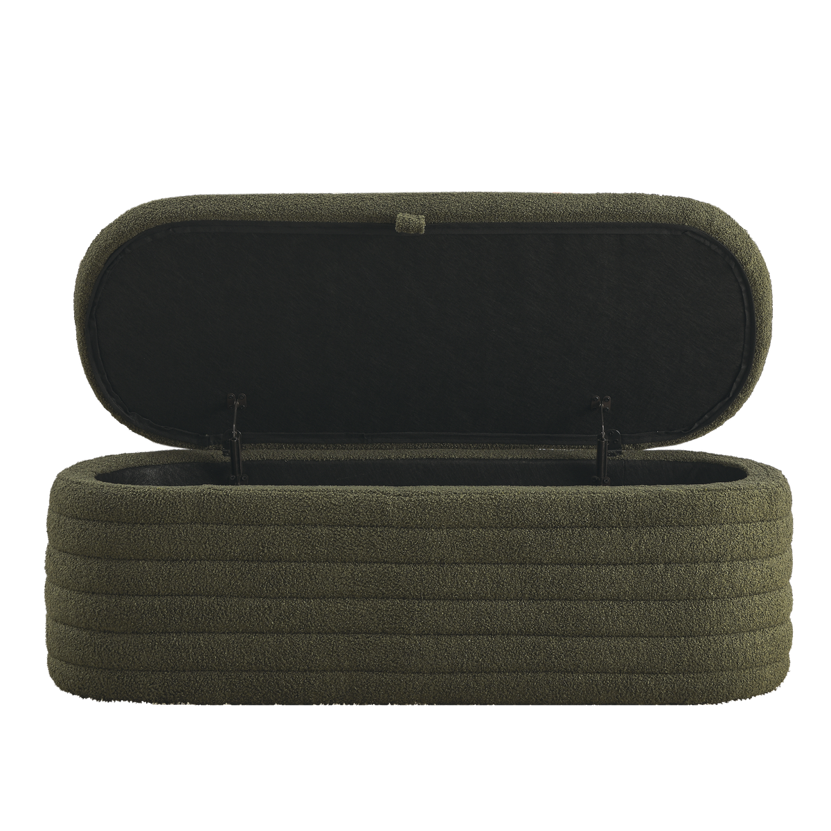 Video Welike Length 45.5 Inchesstorage Ottoman Bench Upholstered Fabric Storage Bench End Of Bed Stool With Safety Hinge For Bedroom, Living Room, Entryway, Green Teddy. Green Foam Fabric