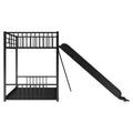 Metal Bunk Bed With Slide, Twin Over Twin, Black Box Spring Not Required Black Metal Bedroom Metal