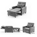 Futon Chair Bed Convertible Chair 3 In 1 Pull Out Sleeper Chair Beds With Usb Ports, Wear Resistant And Anti Scratch, Armchair Bed Sleeper For Living Room Black Leather Black Foam Leather 1 Seat