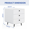 Modern Night Stand Storage Cabinet For Living Room Bedroom, Steel Cabinet With 3 Drawers,Bedside Furniture, Circular Handle White 3 Drawers Steel