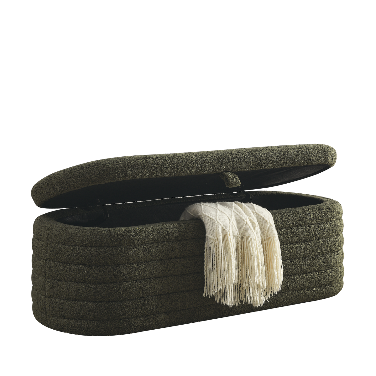 Video Welike Length 45.5 Inchesstorage Ottoman Bench Upholstered Fabric Storage Bench End Of Bed Stool With Safety Hinge For Bedroom, Living Room, Entryway, Green Teddy. Green Foam Fabric