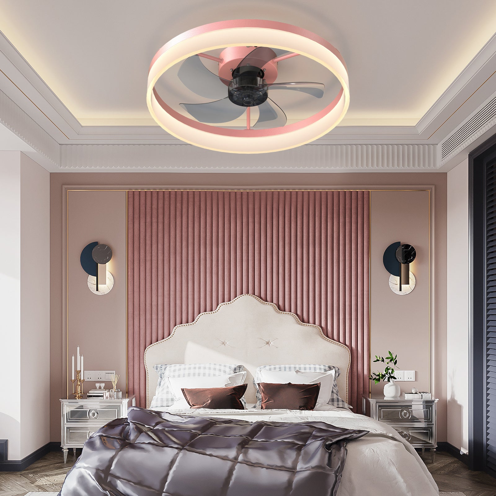 Ceiling Fans With Lights Dimmable Led Embedded Installation Of Thin Modern Ceiling Fans Pink Pink Modern Abs