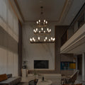Sku:W1340P206660 27 Light Metal Ring Chandelier Black Black Retro Iron