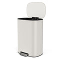 13 Gallon 50L Kitchen Foot Pedal Operated Soft Close Trash Can Stainless Steel Ellipse Bustbin White White Steel