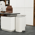 13 Gallon 50L Kitchen Foot Pedal Operated Soft Close Trash Can Stainless Steel Ellipse Bustbin White White Steel