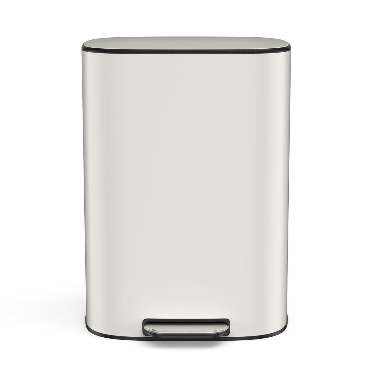 13 Gallon 50L Kitchen Foot Pedal Operated Soft Close Trash Can Stainless Steel Ellipse Bustbin White White Steel