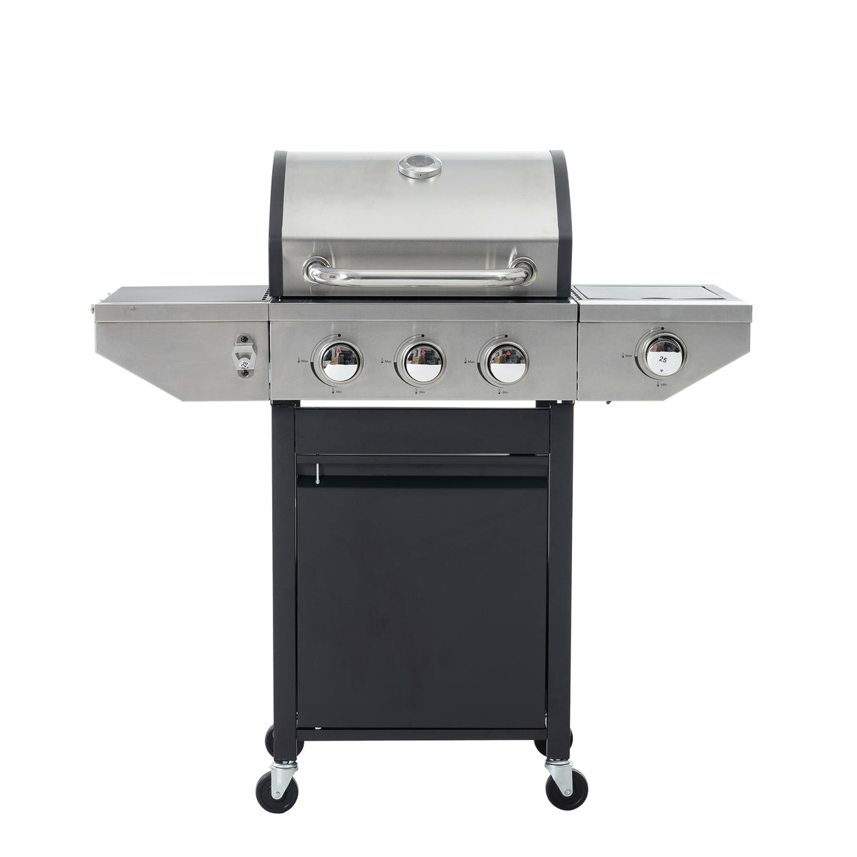 Propane Grill 3 Burner Barbecue Grill Stainless Steel Gas Grill With Side Burner, 37,000 Btu Outdoor Cooking, Patio, Garden Barbecue Grill, Black And Silver Silver Stainless Steel