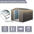 8X10Ft Outdoor Metal Storage Shed Grey Gray Iron