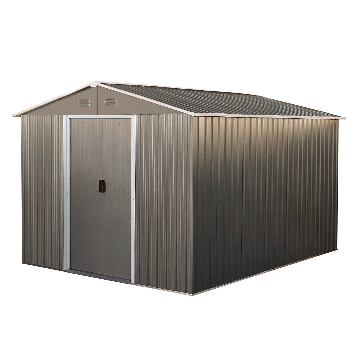8X10Ft Outdoor Metal Storage Shed Grey Gray Iron
