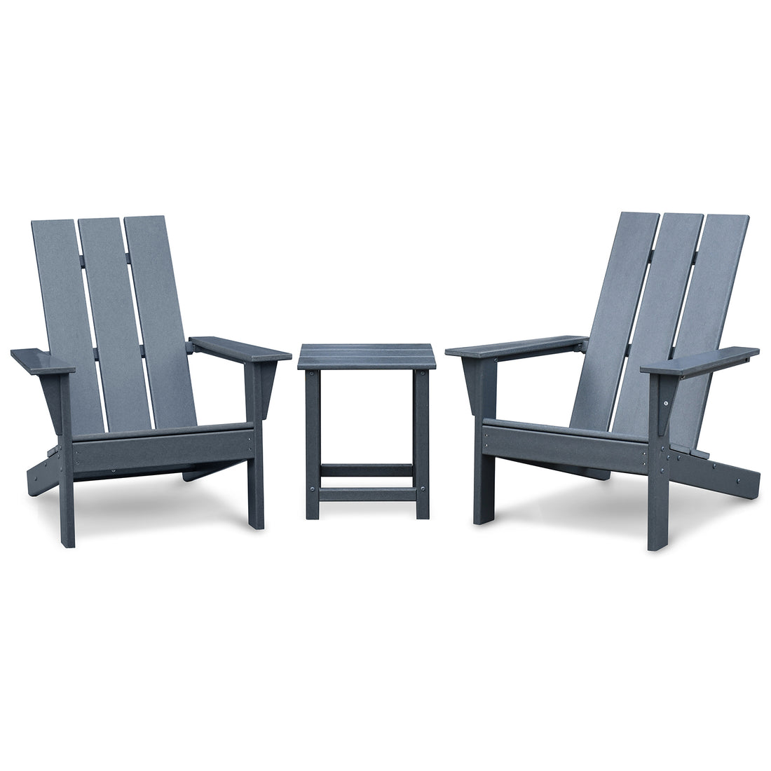 Outdoor Adirondack Chair Set Of 2 And Table Set,Hdpe All Weather Fire Pit Chair, Ergonomic Design Patio Lawn Chair For Outside Deck Garden Backyard Balcony, Grey Dark Grey Uv Resistant Frame Garden & Outdoor Beach,Modern Complete Patio Sets Hdpe