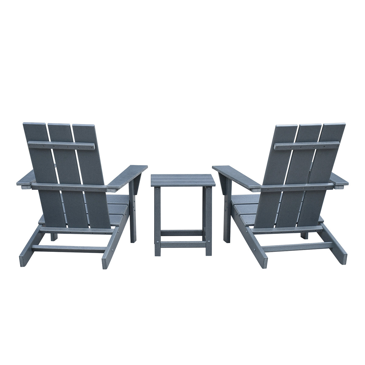 Outdoor Adirondack Chair Set Of 2 And Table Set,Hdpe All Weather Fire Pit Chair, Ergonomic Design Patio Lawn Chair For Outside Deck Garden Backyard Balcony, Grey Dark Grey Uv Resistant Frame Garden & Outdoor Beach,Modern Complete Patio Sets Hdpe