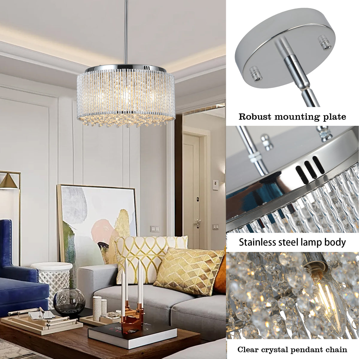 Modern Crystal Chandelier For Living Room Round Cristal Lamp Luxury Home Decor Light Fixture Transparent Modern Crystal