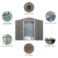 8X10Ft Outdoor Metal Storage Shed Grey Gray Iron