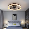 Ceiling Fans With Lights, Minimalist Ring Led Chandelier Fan With Remote Control Modern Ceiling Lamp For Bedroom Nursery Living Room Brown Iron