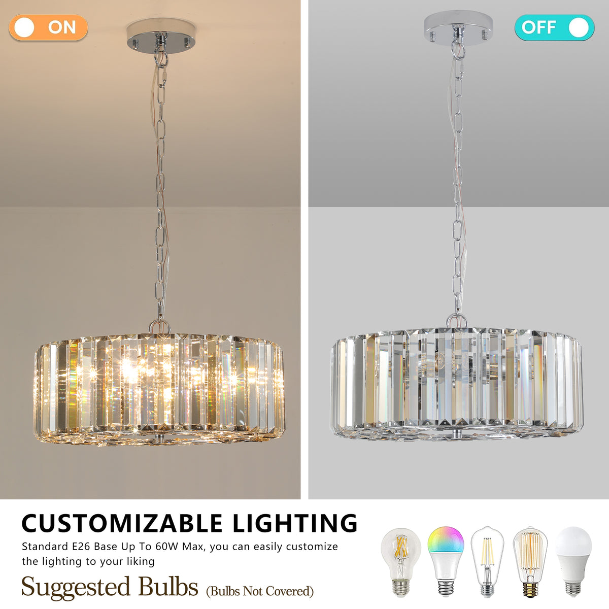 Modern Crystal Chandelier For Living Room Round Cristal Lamp Luxury Home Decor Light Fixture Transparent Modern Crystal,Iron