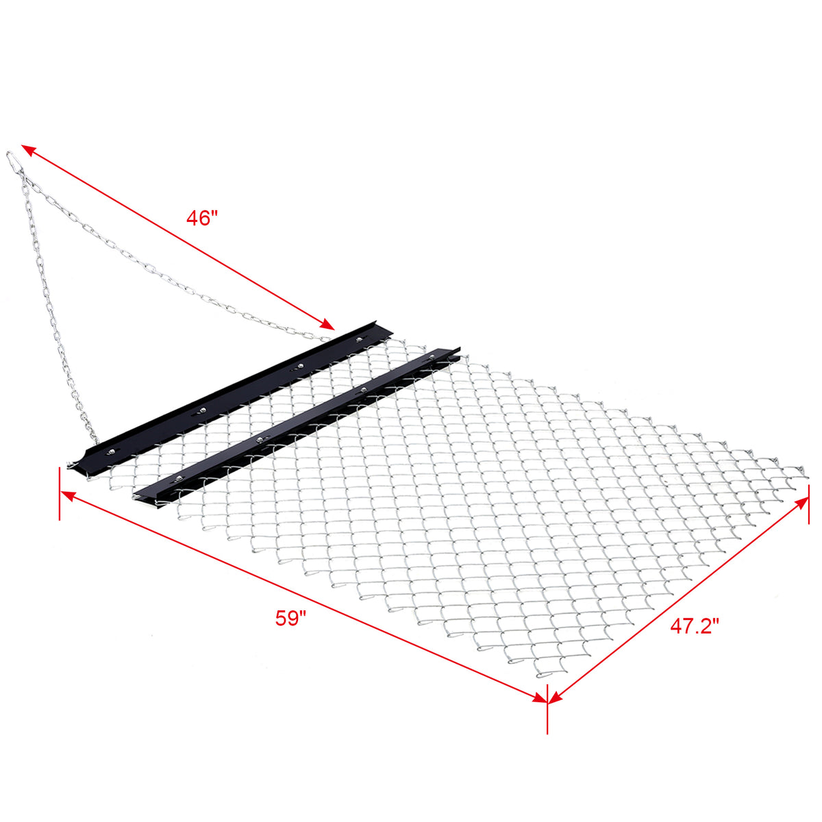 Atv Drag Harrow 4'X5', Chain Harrow For Landscape Leveling Or Sod Prepping, Durable Utv Tractor Attachment Seed Harrow For Gravel Driveway, Field, Yard, Farm, Garden Black Black And Silver Steel