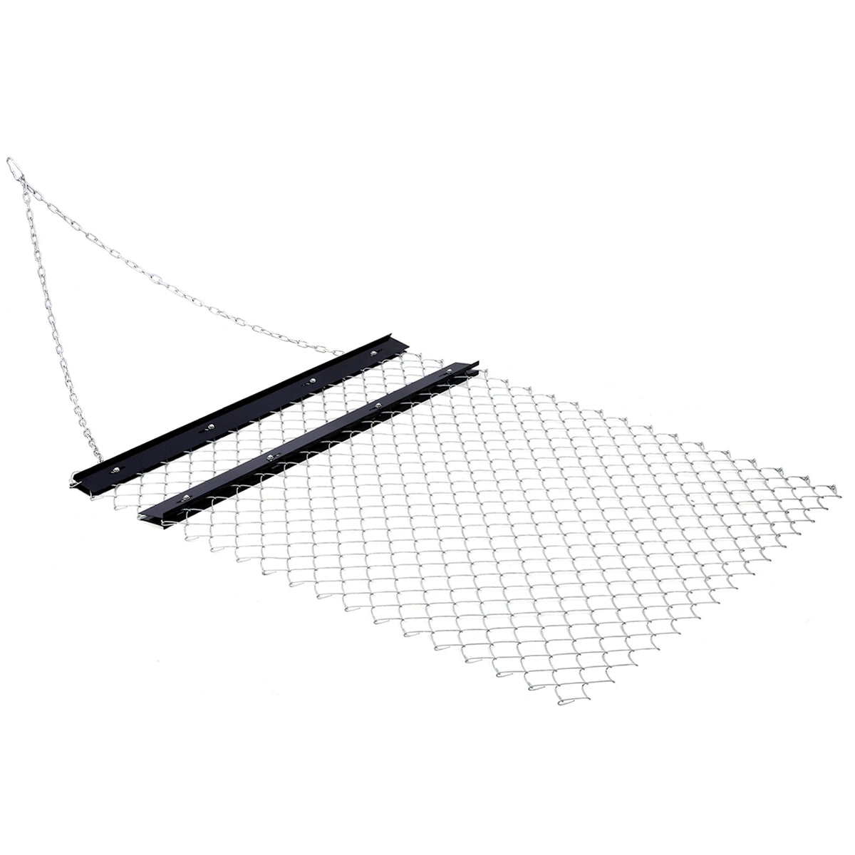 Atv Drag Harrow 4'X5', Chain Harrow For Landscape Leveling Or Sod Prepping, Durable Utv Tractor Attachment Seed Harrow For Gravel Driveway, Field, Yard, Farm, Garden Black Black And Silver Steel