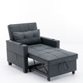 Futon Chair Bed Convertible Chair 3 In 1 Pull Out Sleeper Chair Beds With Usb Ports, Wear Resistant And Anti Scratch, Armchair Bed Sleeper For Living Room Black Leather Black Foam Leather 1 Seat