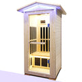 Single Person Spruce Far Infrared Sauna Hair Natural Wood Stainless Steel Glass