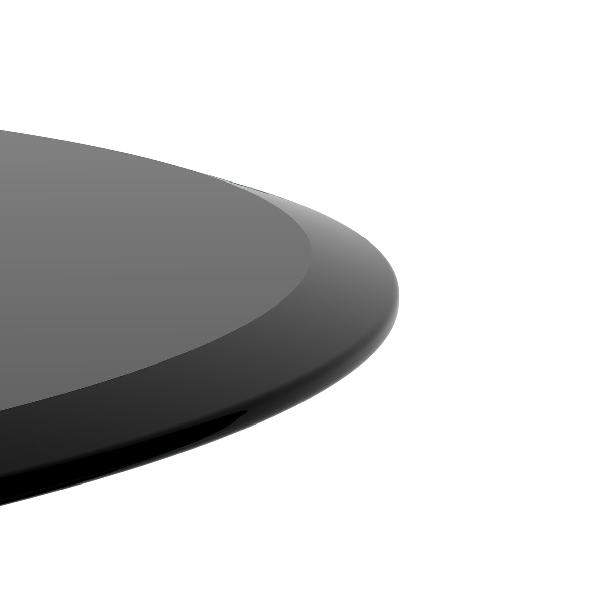 38.6" Inch Round Tempered Glass Table Top Black Glass 2 5" Inch Thick Beveled Polished Edge Black Tempered Glass