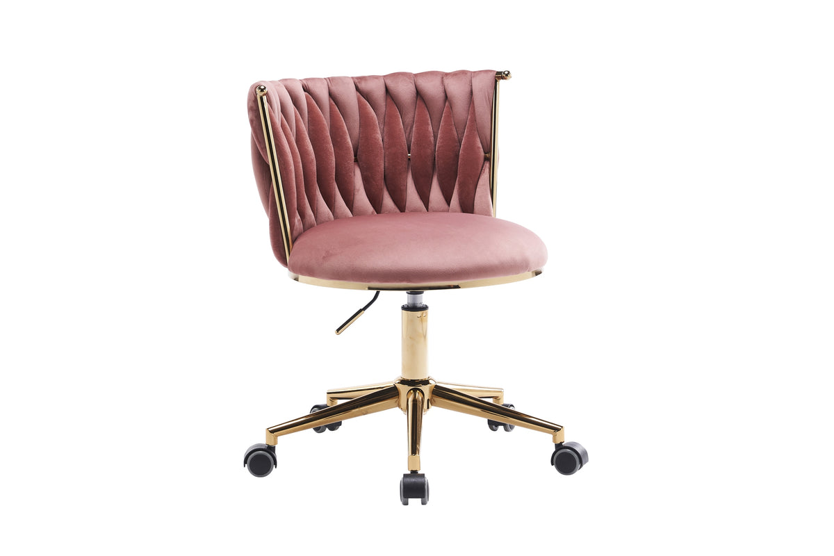 Office Desk Chair, Upholstered Home Office Desk Chairs With Adjustable Swivel Wheels, Ergonomic Office Chair For Living Room, Bedroom, Office, Vanity Study Pink Pink Office Modern Foam Velvet