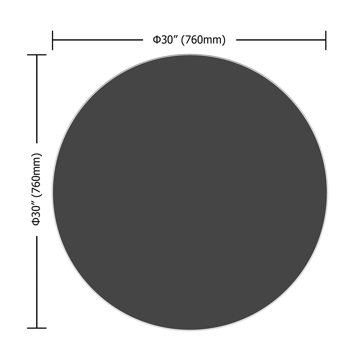 30" Inch Round Tempered Glass Table Top Black Glass 1 4" Inch Thick Round Polished Edge Black Tempered Glass