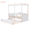 Twin Size Canopy Day Bed With Twin Size Trundle, White White Solid Wood Mdf