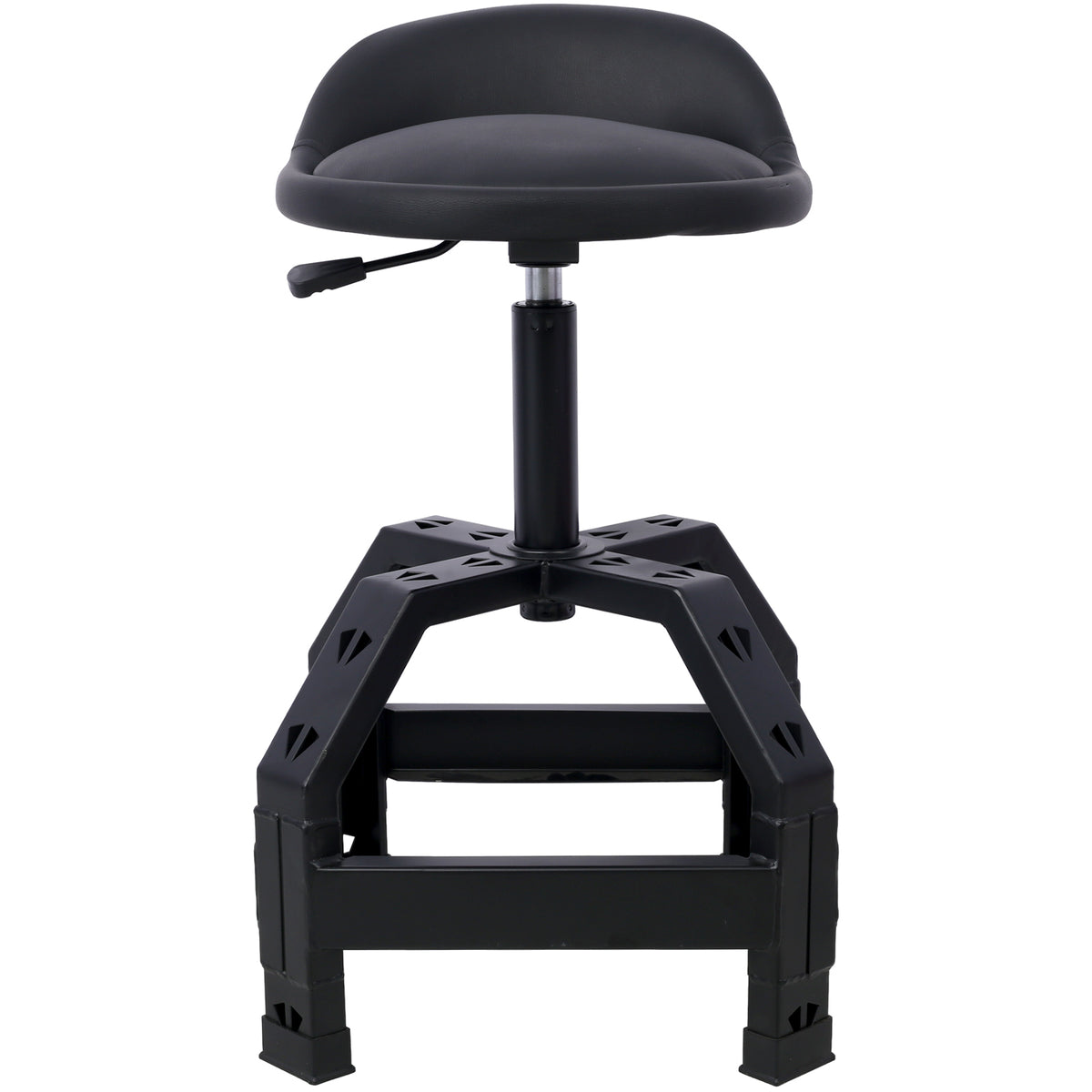 Pneumatic 360 Degree Swivel Stool, Mechanics Rolling Creeper Seat, Heavy Duty Mechanics Stool,Black Black Steel