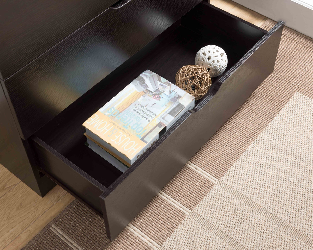 Five Drawer Clothes And Storage Chest Cabinet In Red Cocoa Chocolate Faux Wood Grain And Metal Glides Chocolate Particle Board Mdf