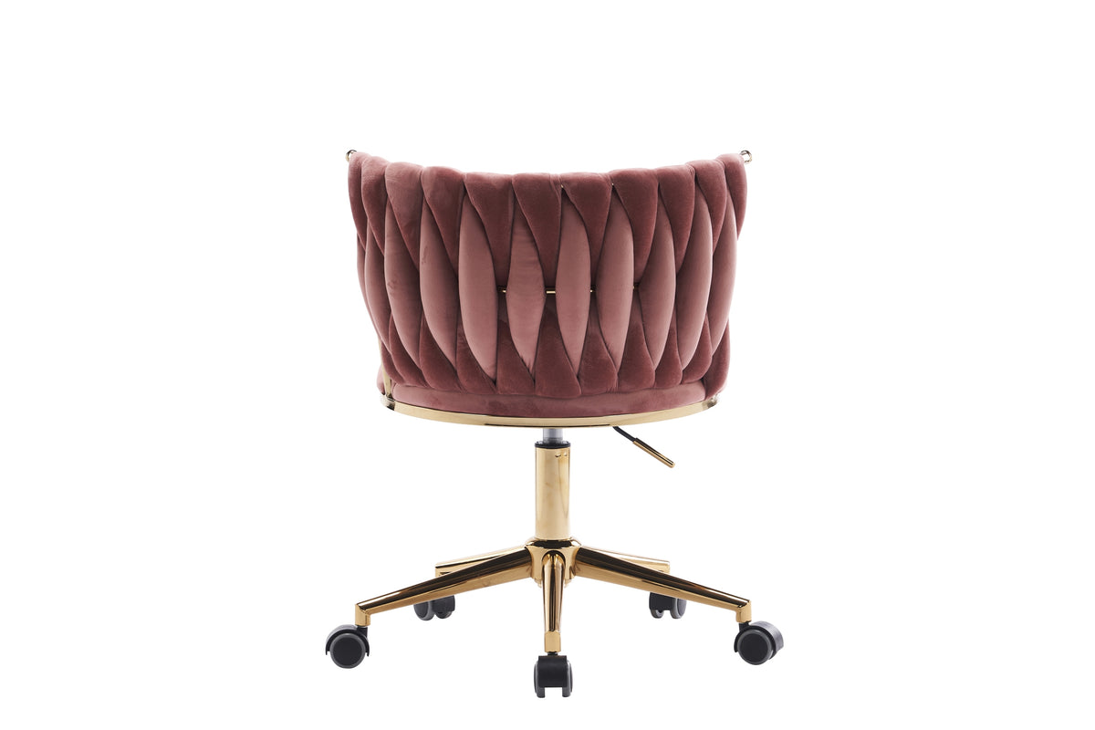 Office Desk Chair, Upholstered Home Office Desk Chairs With Adjustable Swivel Wheels, Ergonomic Office Chair For Living Room, Bedroom, Office, Vanity Study Pink Pink Office Modern Foam Velvet