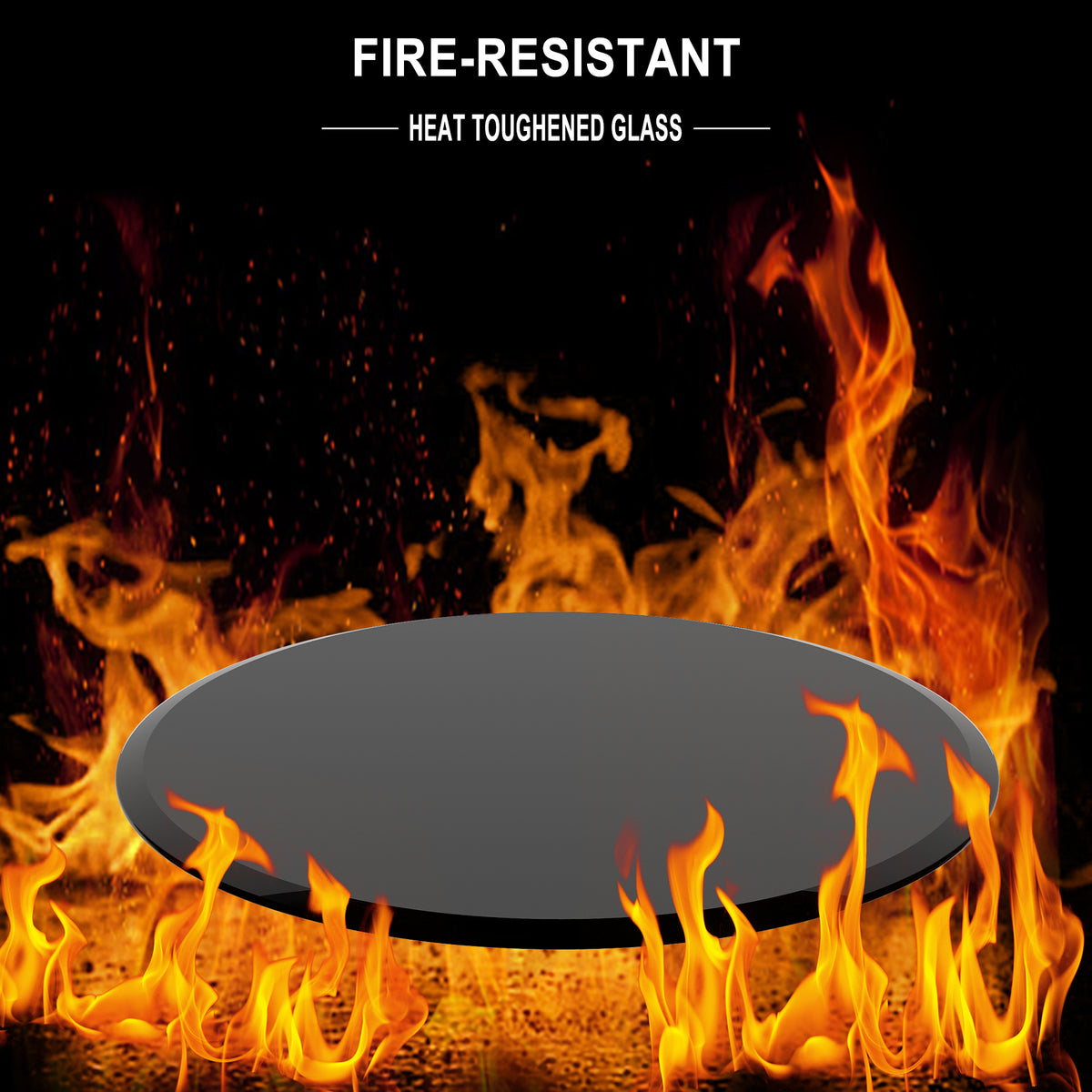 38.6" Inch Round Tempered Glass Table Top Black Glass 2 5" Inch Thick Beveled Polished Edge Black Tempered Glass