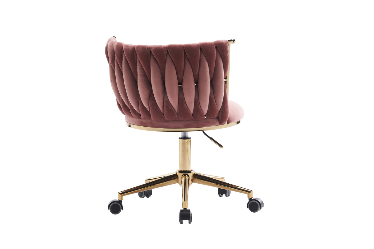 Office Desk Chair, Upholstered Home Office Desk Chairs With Adjustable Swivel Wheels, Ergonomic Office Chair For Living Room, Bedroom, Office, Vanity Study Pink Pink Office Modern Foam Velvet