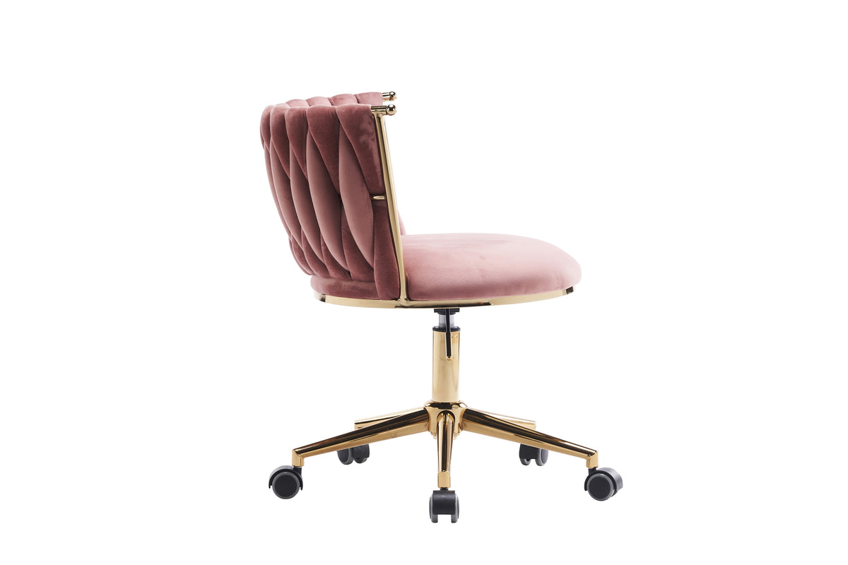 Office Desk Chair, Upholstered Home Office Desk Chairs With Adjustable Swivel Wheels, Ergonomic Office Chair For Living Room, Bedroom, Office, Vanity Study Pink Pink Office Modern Foam Velvet