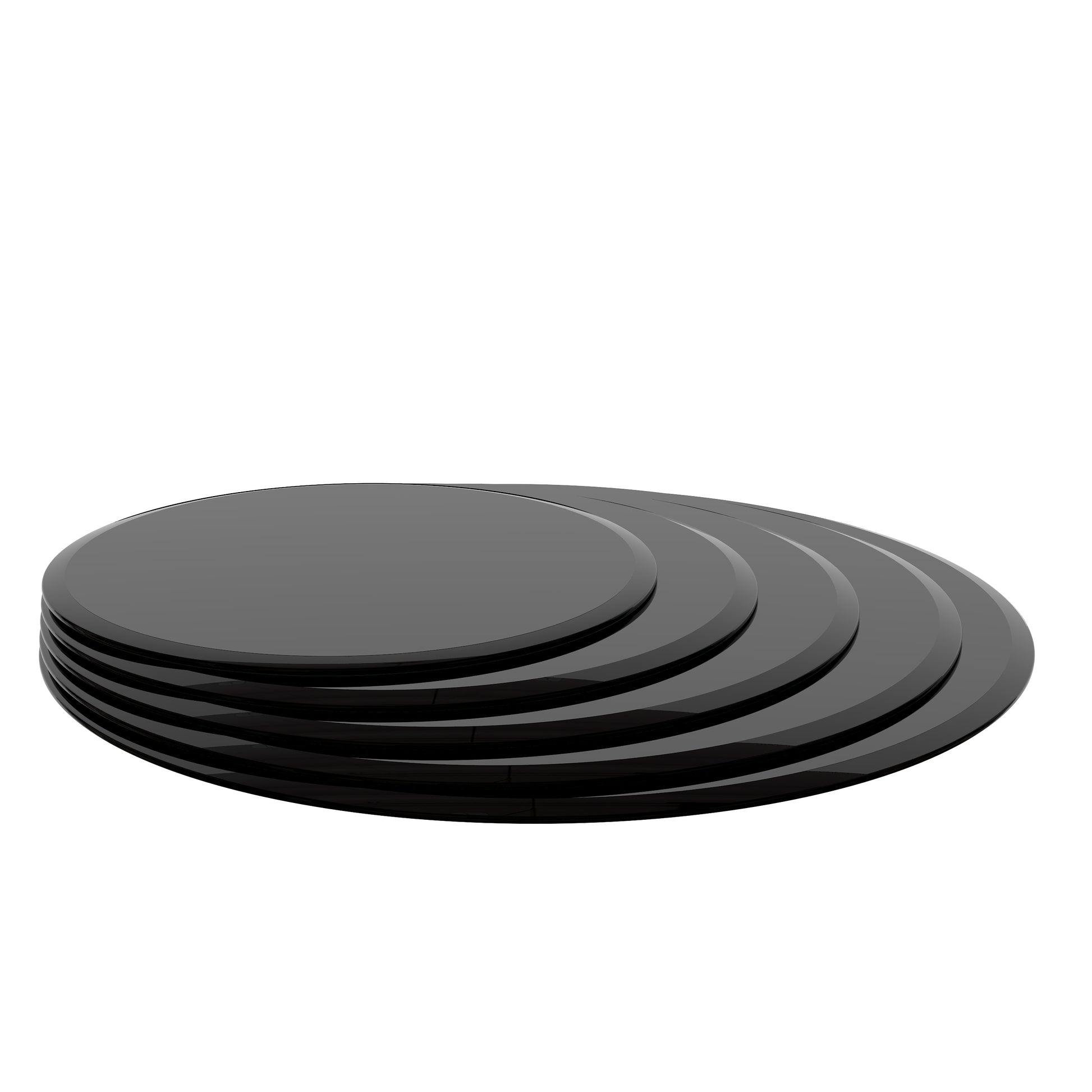 32" Inch Round Tempered Glass Table Top Black Glass 2 5 Inch Thick Beveled Polished Edge Black Tempered Glass