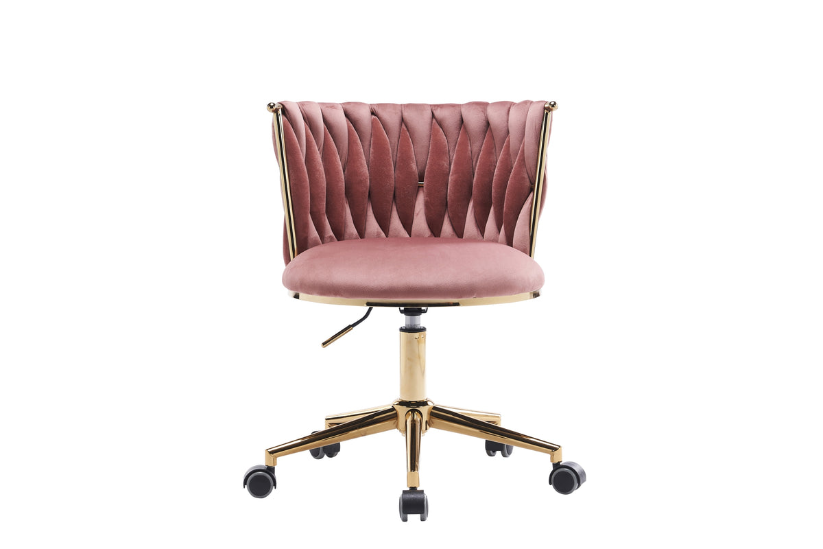 Office Desk Chair, Upholstered Home Office Desk Chairs With Adjustable Swivel Wheels, Ergonomic Office Chair For Living Room, Bedroom, Office, Vanity Study Pink Pink Office Modern Foam Velvet