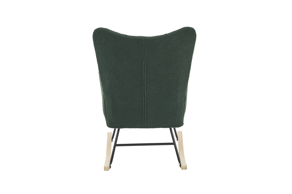 Rocking Chair Nursery, Solid Wood Legs Reading Chair With Teddy Fabric Upholsterednap Armchair For Living Rooms, Bedrooms, Offices, Best Gift,Emerald Teddy Fabric Emerald Primary Living Space Modern Rocking Chairs Polyester