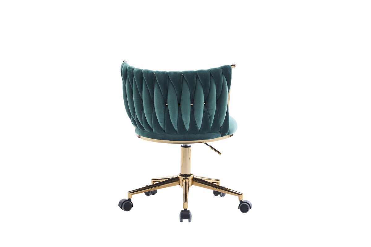 Office Desk Chair, Upholstered Home Office Desk Chairs With Adjustable Swivel Wheels, Ergonomic Office Chair For Living Room, Bedroom, Office, Vanity Study Emerald Emerald Office Modern Foam Velvet