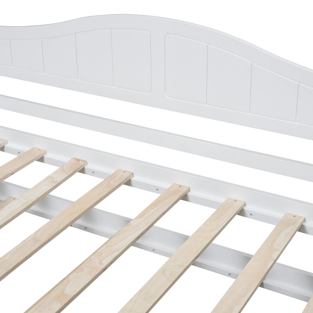 Twin Size Canopy Day Bed With Twin Size Trundle, White White Solid Wood Mdf