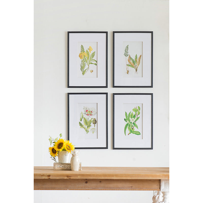 Set Of 4 Botanical Flower Wall Art, Home Decor For Living Room, Dining Room, Bedroom, Hallway, 20" X 28" White Blue Plastic