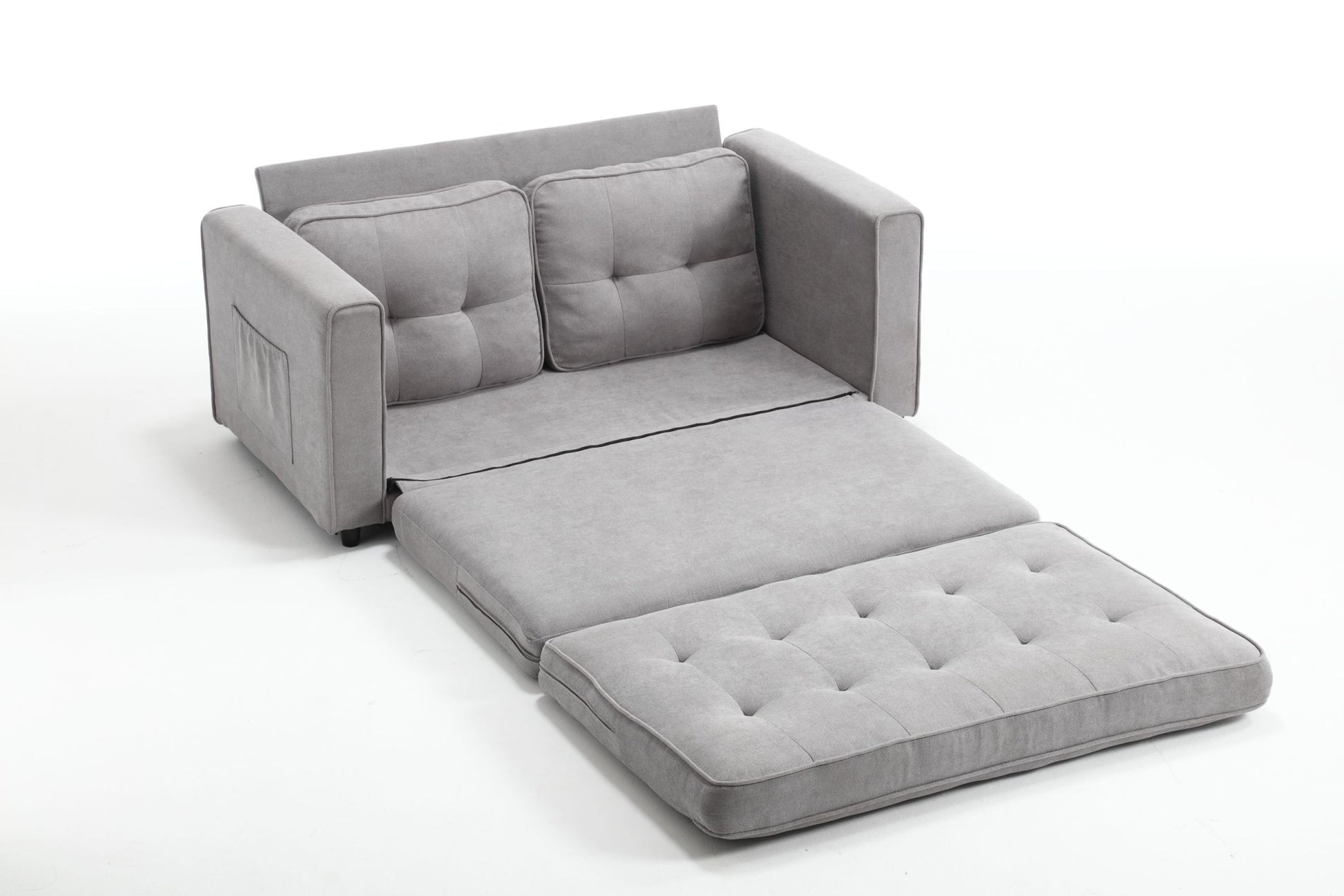 3 Fold Sofa,Convertible Futon Couch Sleeper Sofabed,Space Saving Seat,Pull Out Couch Bed For Living Room,Dark Gray & Light Gray & Beige,Velvet Linen Fabric Light Gray Velvet Wood Primary Living Space Medium Soft Loose Back American Design,Classic,Luxury