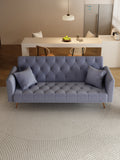 71 Inch Convertibleseat Sofa, American Vintage Grey Velvet Material, Suitable For Small Living Room, Bedroom, Office Gray Velvet 2 Seat
