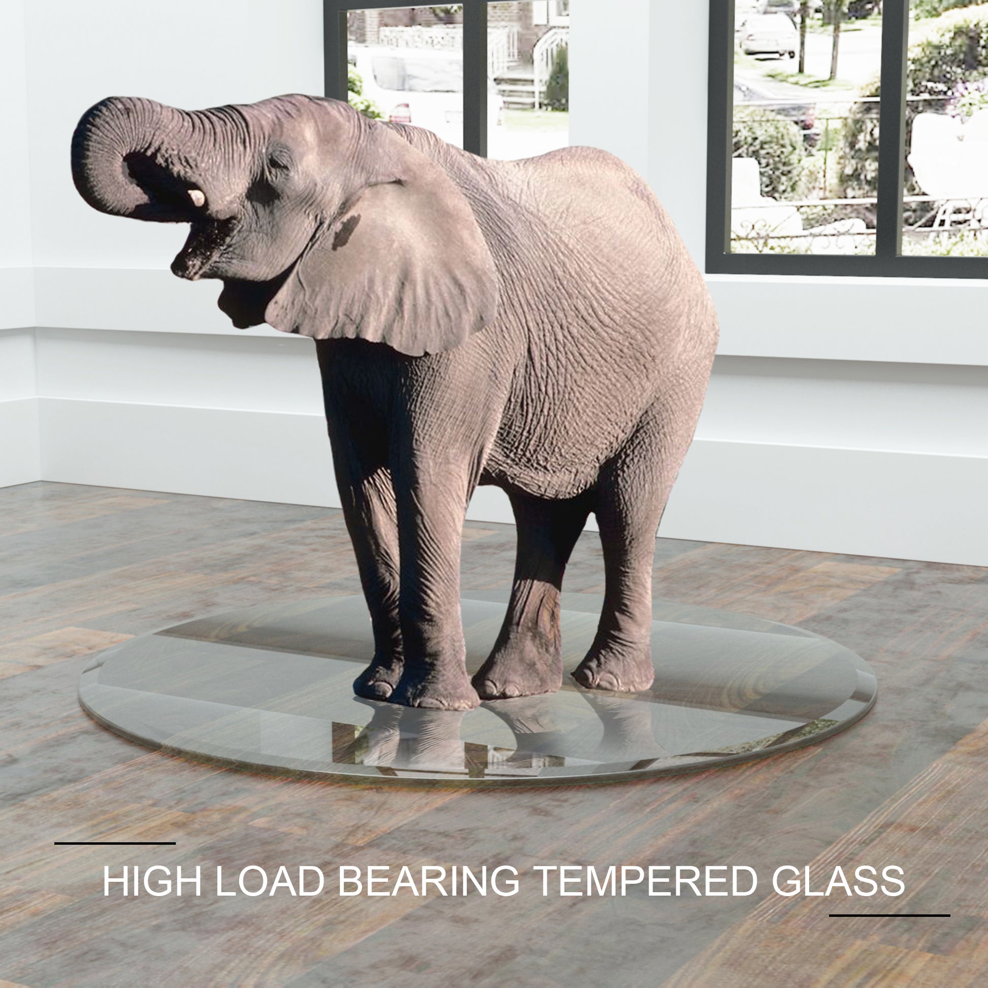 38.6" Inch Round Tempered Glass Table Top Clear Glass 2 5" Inch Thick Beveled Polished Edge Transparent Glass