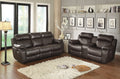 Contemporary Brown Faux Leather Upholstered 1Pc Double Reclining Sofa W Center Drop Down Cup Holder Living Room Furniture Brown Faux Leather Wood Primary Living Space Pillow Top Arms Solid Wood 3 Seat
