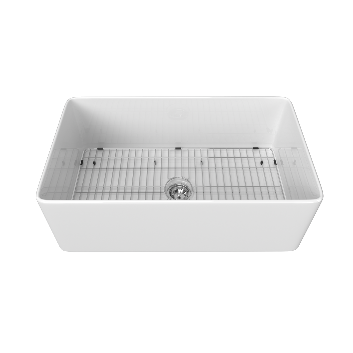 33 Inch Fireclay Farmhouse Kitchen Sink White Single Bowl Apron Front Kitchen Sink, Bottom Grid And Kitchen Sink Drain Included Natural Kitchen Modern Fireclay