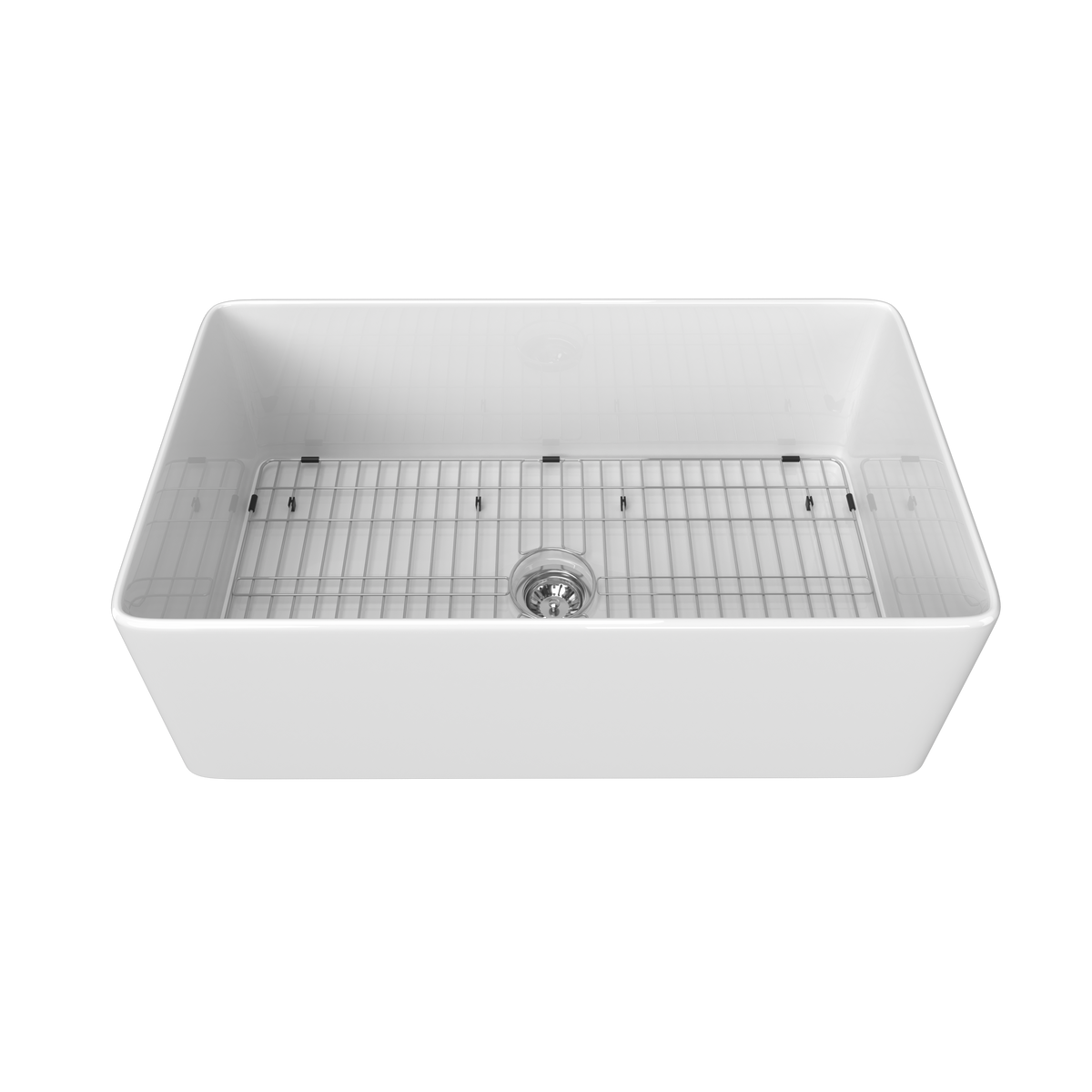 30 Inch Fireclay Farmhouse Kitchen Sink White Single Bowl Apron Front Kitchen Sink, Bottom Grid And Kitchen Sink Drain Included Natural Modern Fireclay