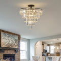 Same As W1340110374 L5011 Black Large Crystal Chandelier, Modern Style Chandelier, Dining Room, Living Room, Bedroom Bulbs Not Included Black Luxury Crystal