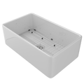 33 Inch Fireclay Farmhouse Kitchen Sink White Single Bowl Apron Front Kitchen Sink, Bottom Grid And Kitchen Sink Drain Included Natural Kitchen Modern Fireclay